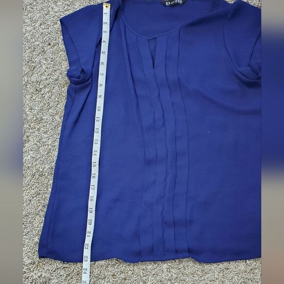 Express Blue Short Sleeve Blouse - Picture 3 of 7